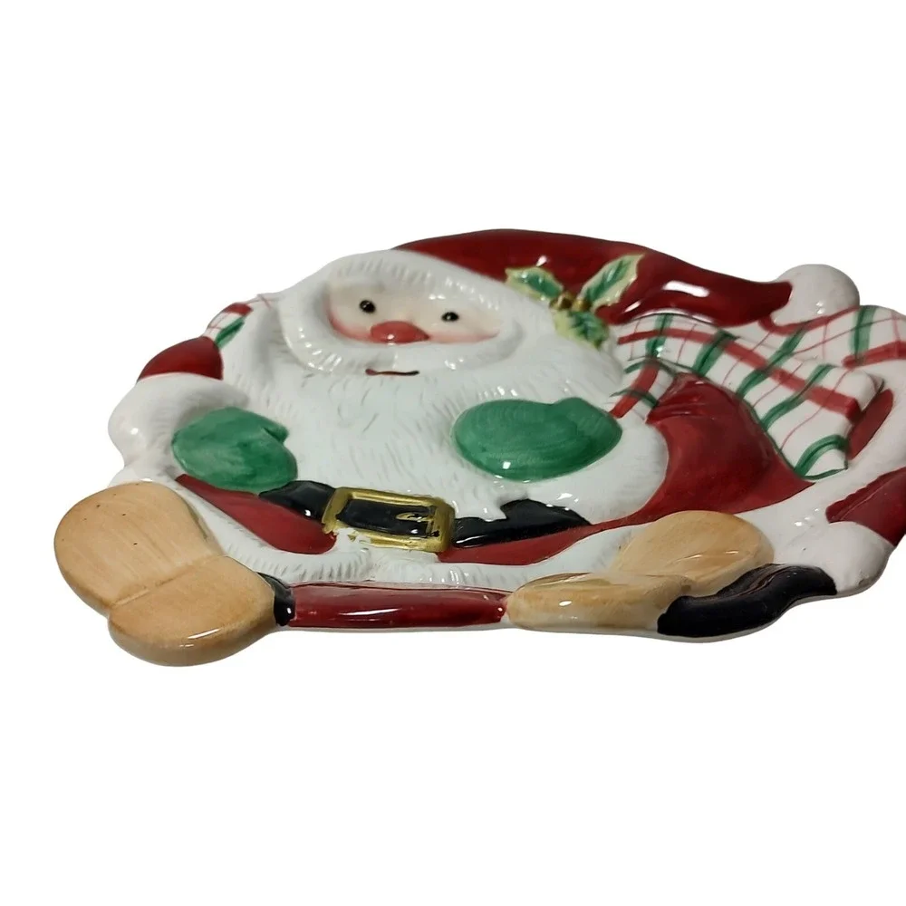 Fitz and Floyd Cookie Dish Tray Plate Christmas Santa Claus Saint Nicholas‎ SEE